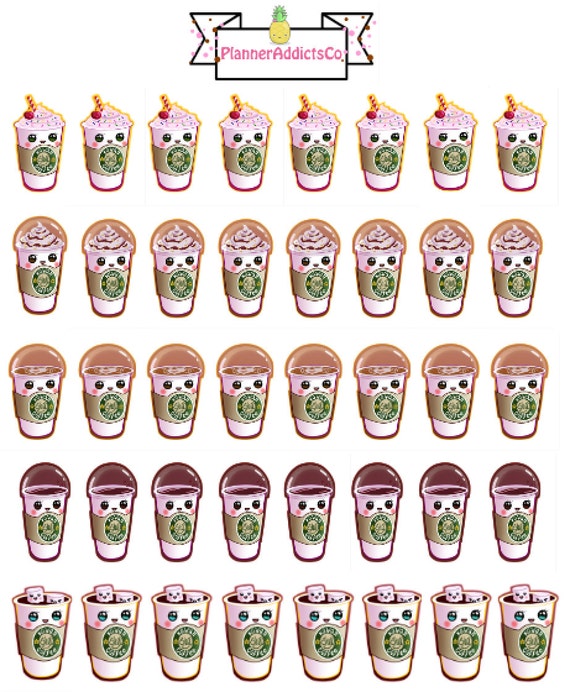 Kawaii Coffee Starbucks Inspired Drinks Planner Stickers Kawaii Coffee Starbucks Inspired Drinks Planner Stickers