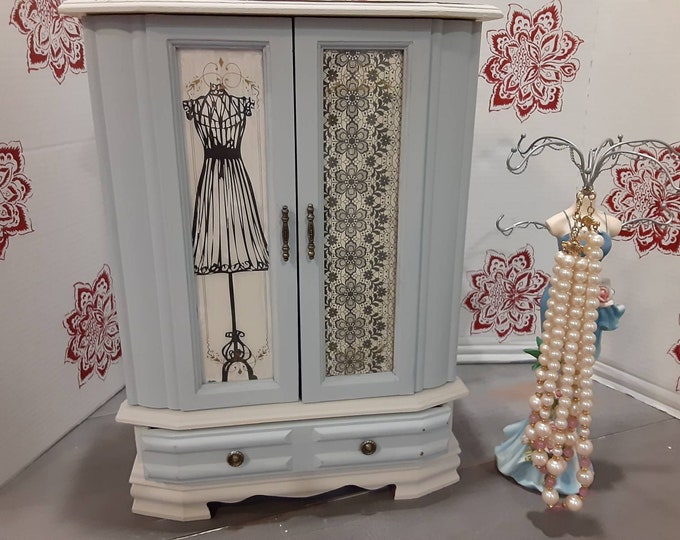Table Top Jewelry Armoire/ Upright Jewelry Box/ Upright Chest Jewelry