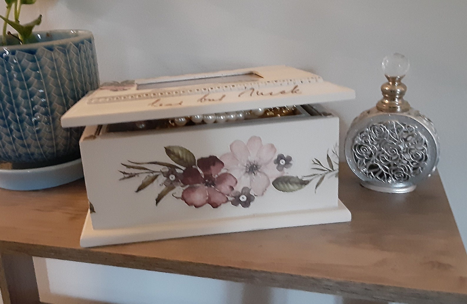 Hand painted jewelry box/floral transfer/chalk Etsy