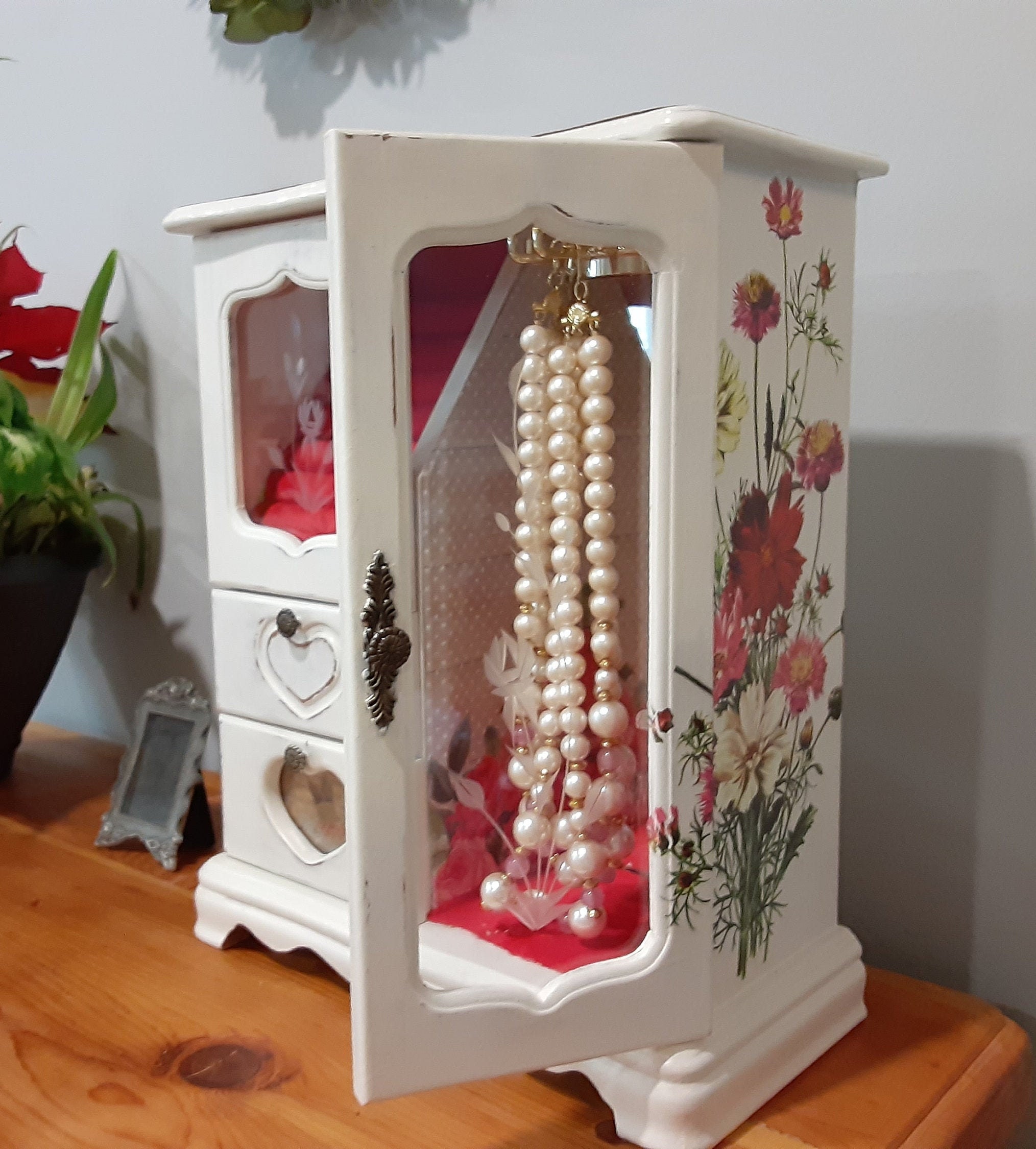 Vintage large tabletop jewelry box restyled painted Etsy