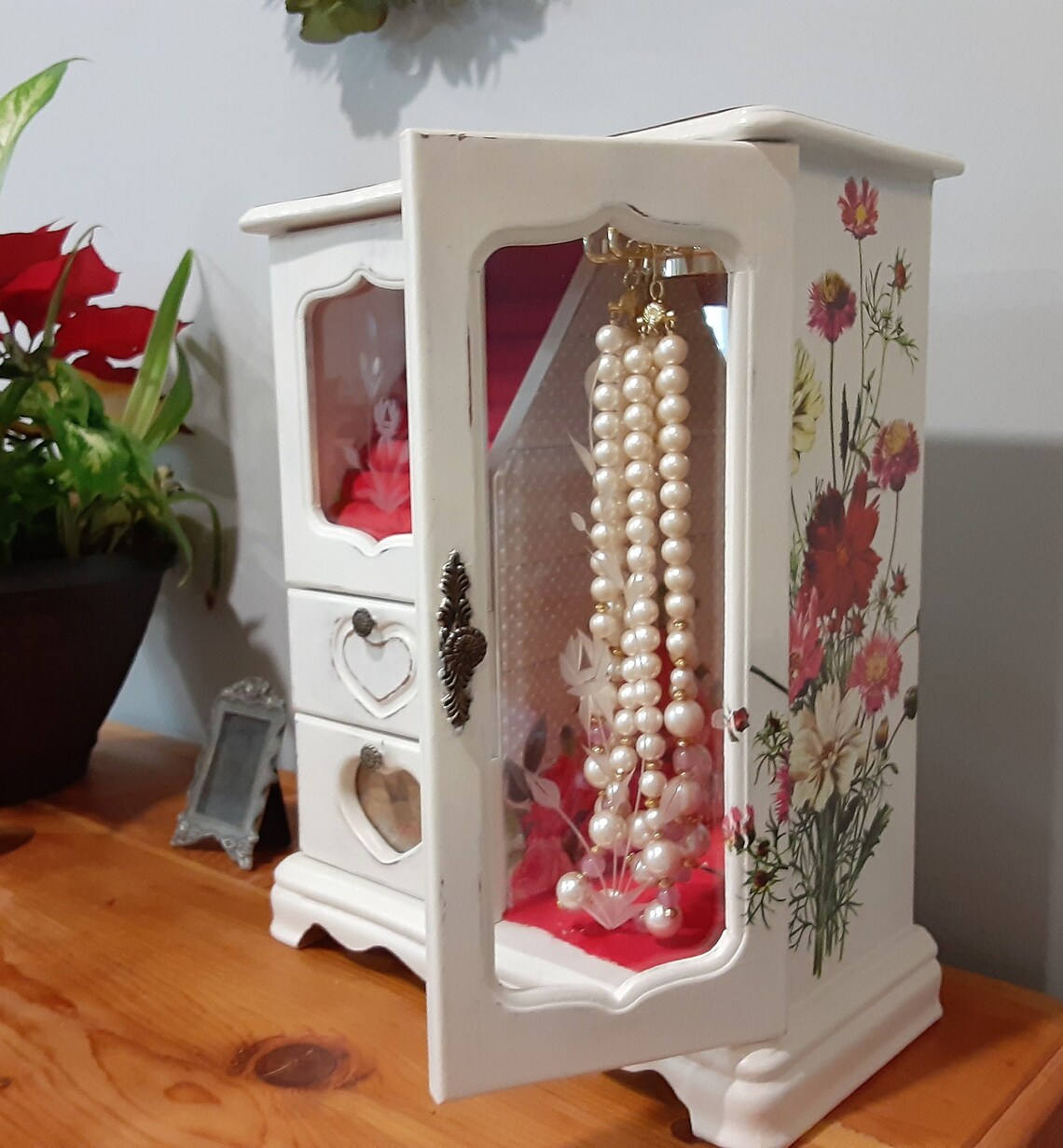 Vintage large tabletop jewelry box restyled painted Etsy