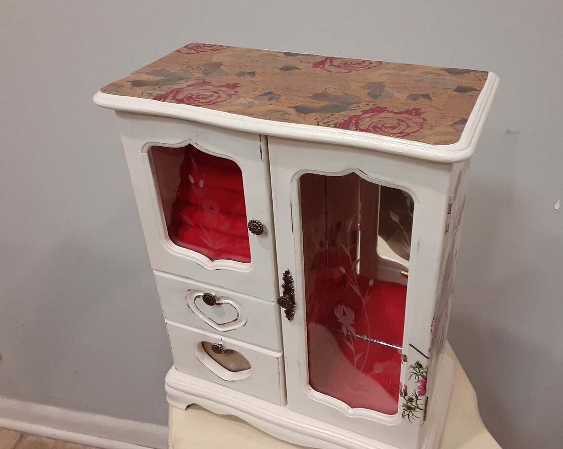 Vintage large tabletop jewelry box restyled painted Etsy