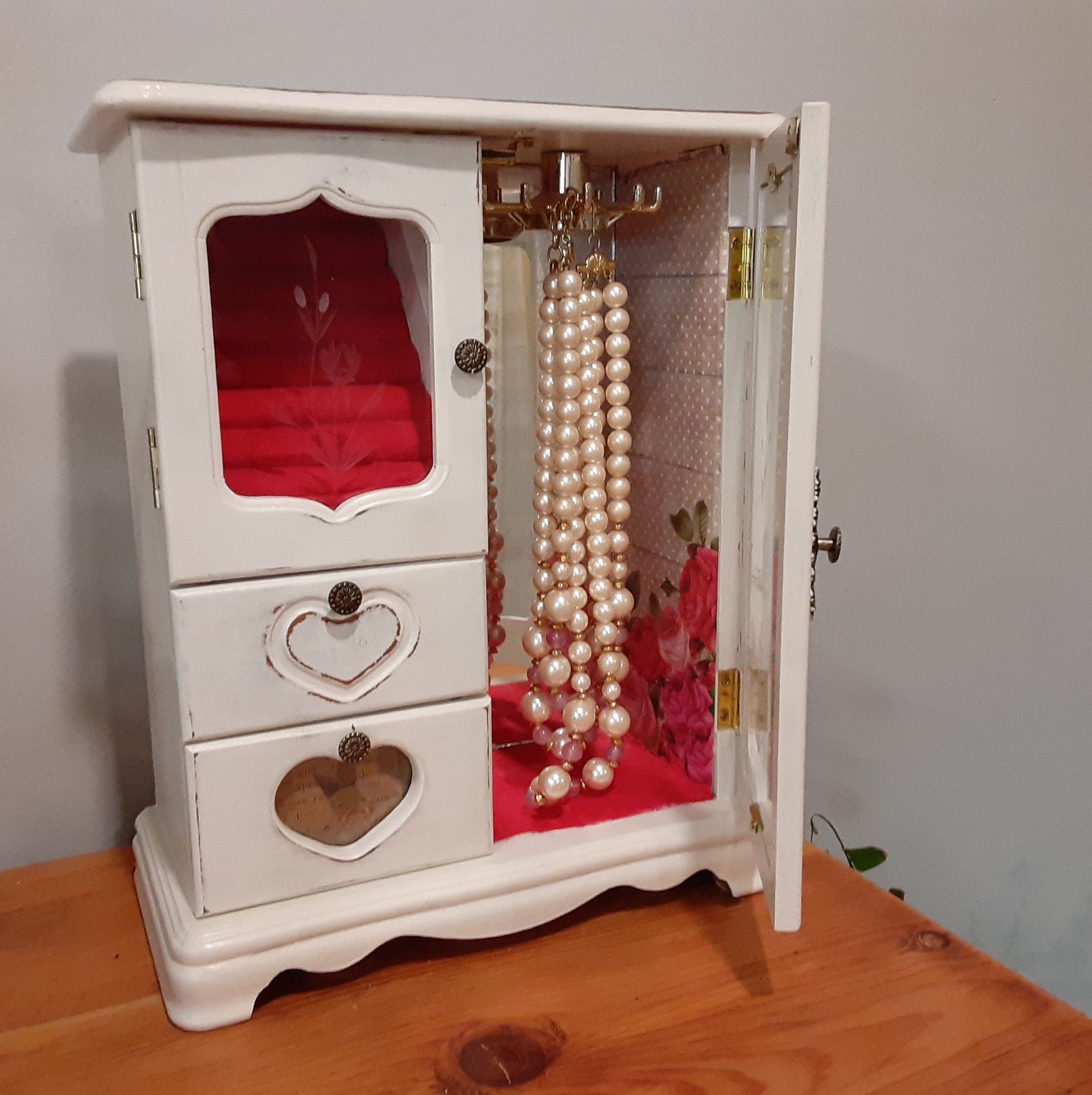 Vintage large tabletop jewelry box restyled painted Etsy