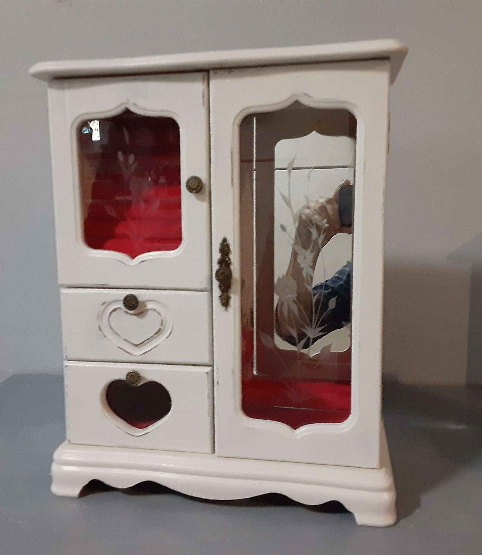 Vintage large tabletop jewelry box restyled painted Etsy