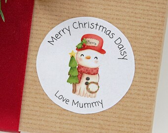 Personalised Snowman Christmas Stickers