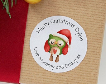 Personalised Owl Christmas Stickers