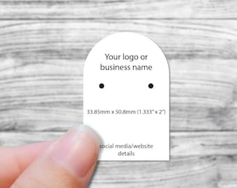 Personalised arched jewellery display cards 33.85mm x 50.8mm (1.333" x 2") for earrings and/or necklaces