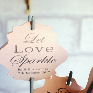 Wedding Sparkler Tags, Let Love Sparkle tags, personalised and printed on pearlescent card image 6