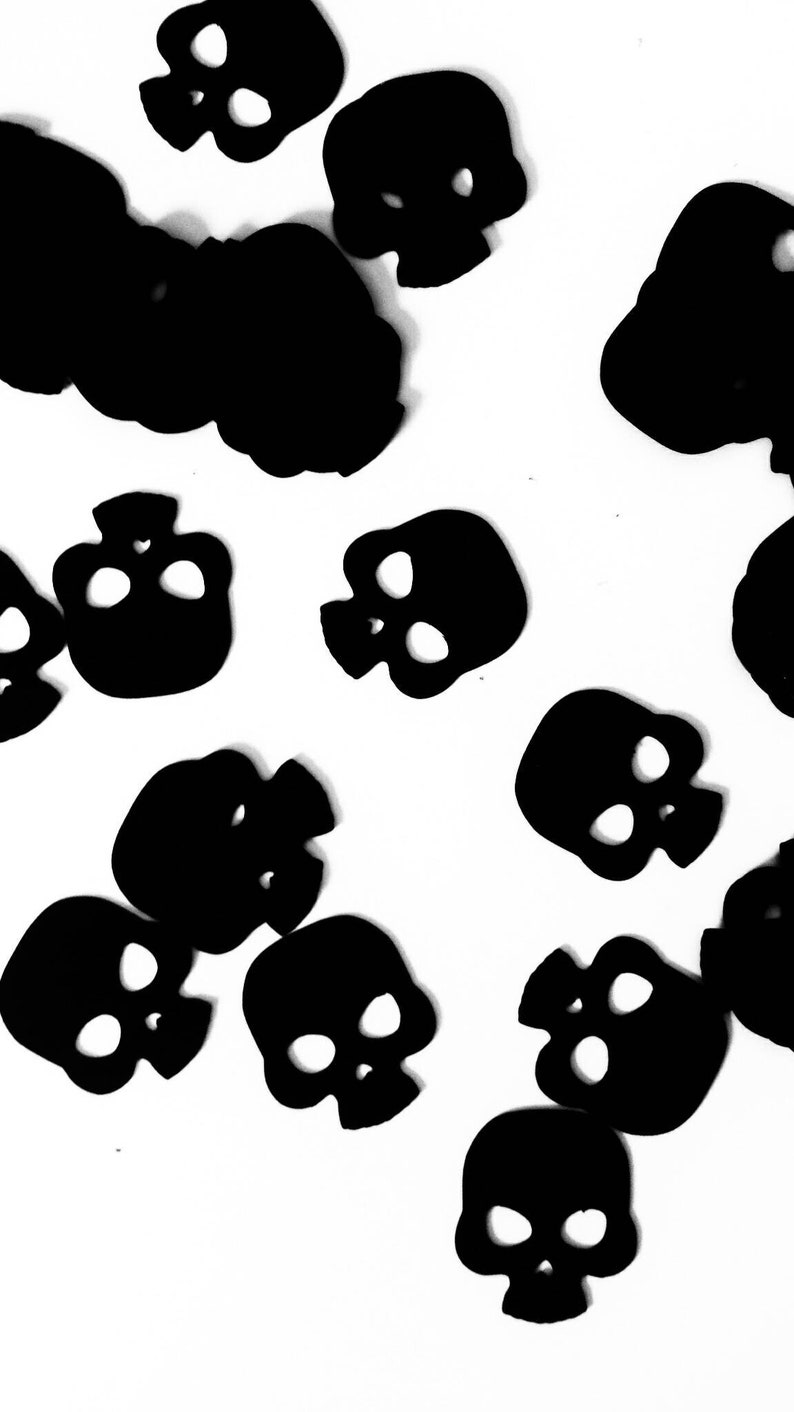 Black Card Skulls Table Confetti Gothic Wedding Halloween Etsy