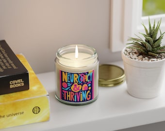 Vela perfumada Neurospicy: cera de coco e damasco, presente para TDAH