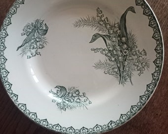 Porcelaine de Saint Amand 6 assiettes plates décor Muguet
