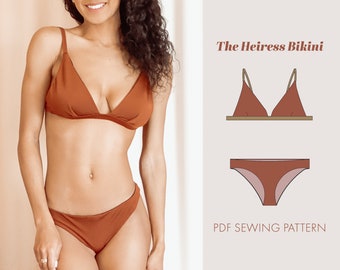 Bikini Sewing Pattern Women's Heiress Triangle Downloadable PDF Bralette | swimsuit pattern | bikini pattern pdf | bikini top pattern | DIY