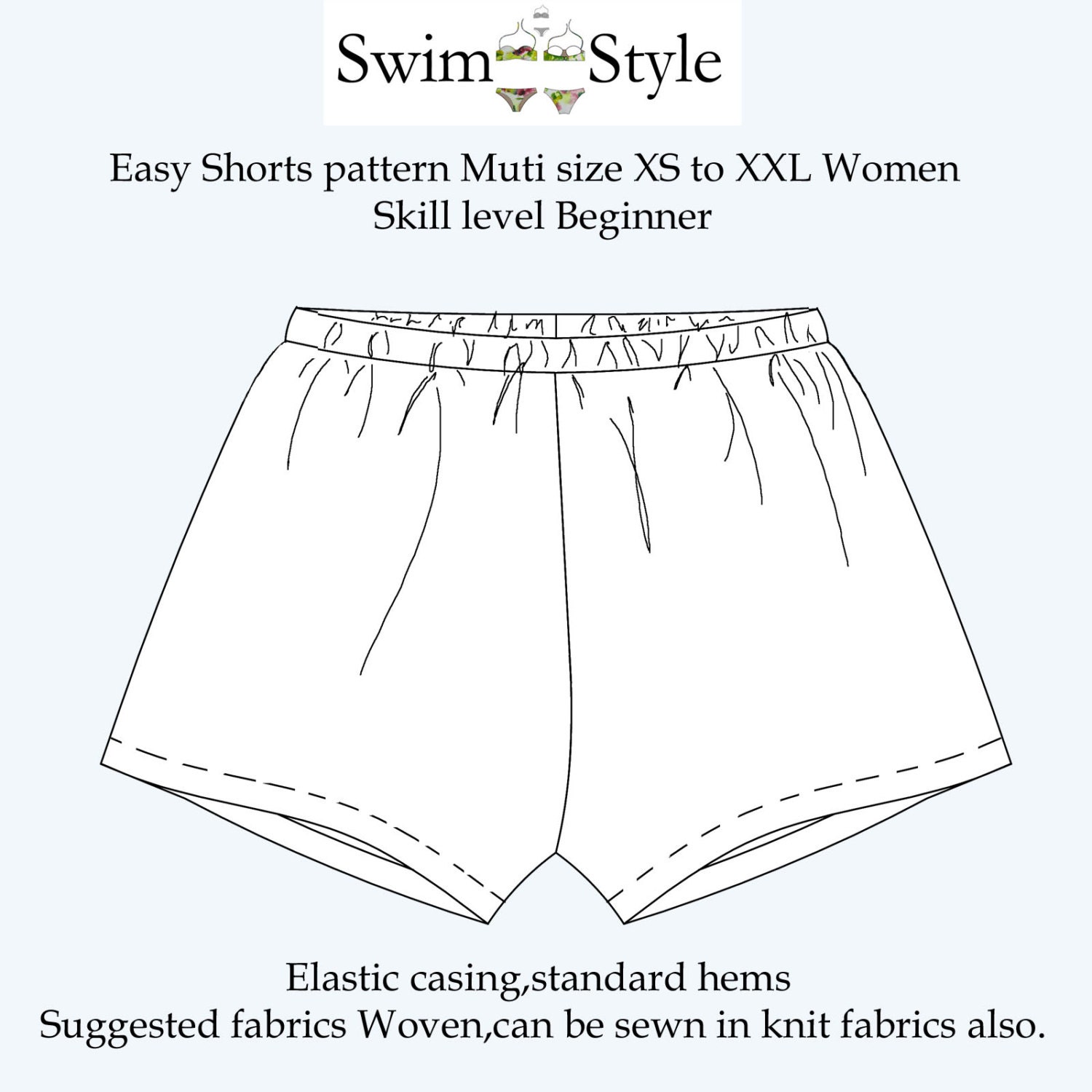 Easy Beach Shorts Sewing Pattern for Women High Waisted - Etsy Australia