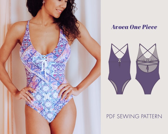 One Piece Sewing Pattern Women Size XS to 3XL V Neckline PDF Downloadable  Patterns Swimsuit Pattern One Piece Swimsuit Bathing Suit 