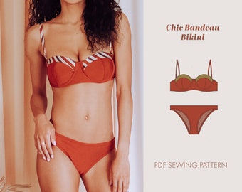 Bandeau bikini pdf naaipatroon | badpakpatroon | pdf-naaipatronen | bikinipatroon | bandeaupatroon | zwempak pdf | digitaal |