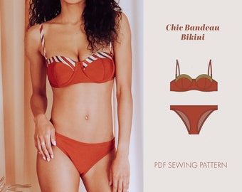 Bandeau bikini pdf sewing pattern | swimsuit pattern | pdf sewing patterns |  bikini pattern | bandeau pattern | swim suit pdf | digital |