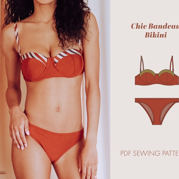 Patron de couture bikini bandeau pdf | patron de maillot de bain | patrons de couture pdf | modèle bikini | motif bandeau | maillot de bain pdf | numérique |