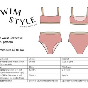 High Waist Collective bikini sewing pattern women size XS to XXXL bikini pattern pdf sewing pattern bathing suit pattern high cut image 8
