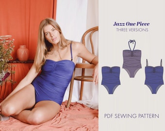One piece & Tankini Jazz pdf sewing pattern Swim wear  Women s size 8 to 20 Swim Style