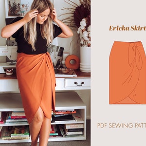 Womens Wrap Skirt Sewing Pattern Size XS to 3XL Midi Skirt pattern pdf sewing patterns wrap skirt pattern sewing pattern lot DIY image 1
