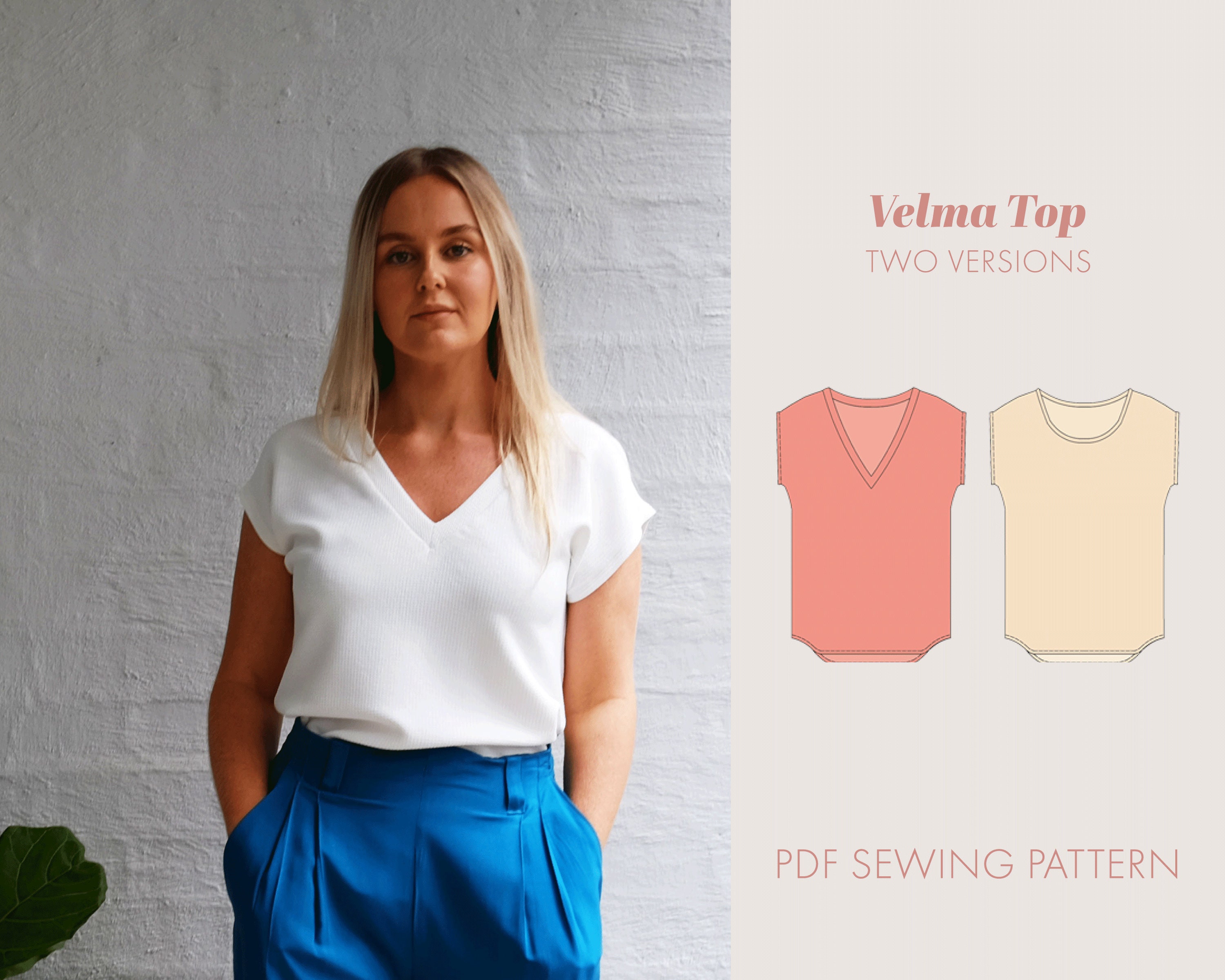 Knit Top Sewing Pattern PDF Womens Sewing Patterns V Neck | Etsy