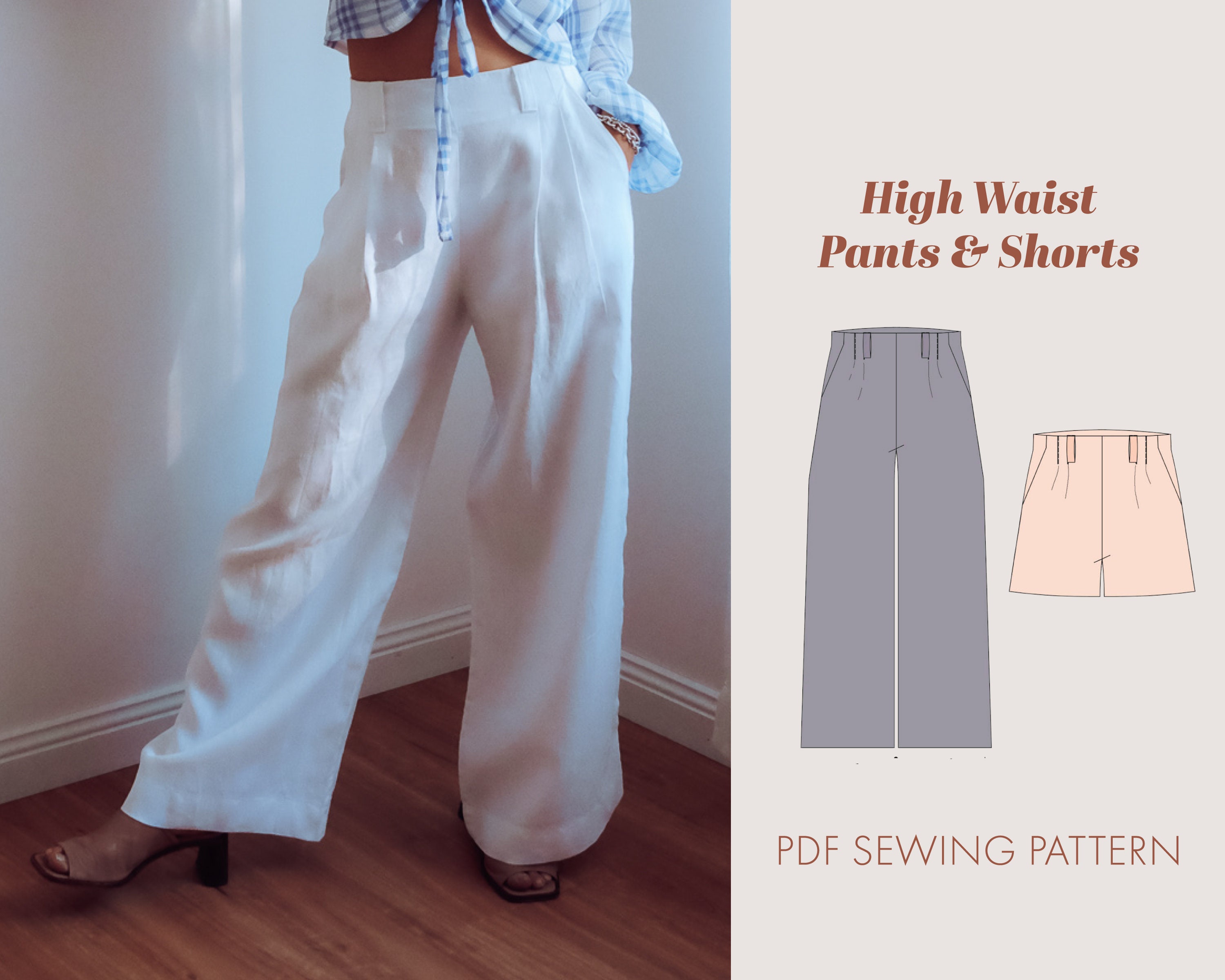 High Waist Pants & Shorts Sewing Pattern Women PDF High - Etsy Canada