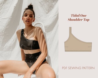 Naaipatroon bikinitop met één schouder | bikinipatroon | naaipatroon met één schouder | asymmetrisch toppatroon | DIY-bikini |