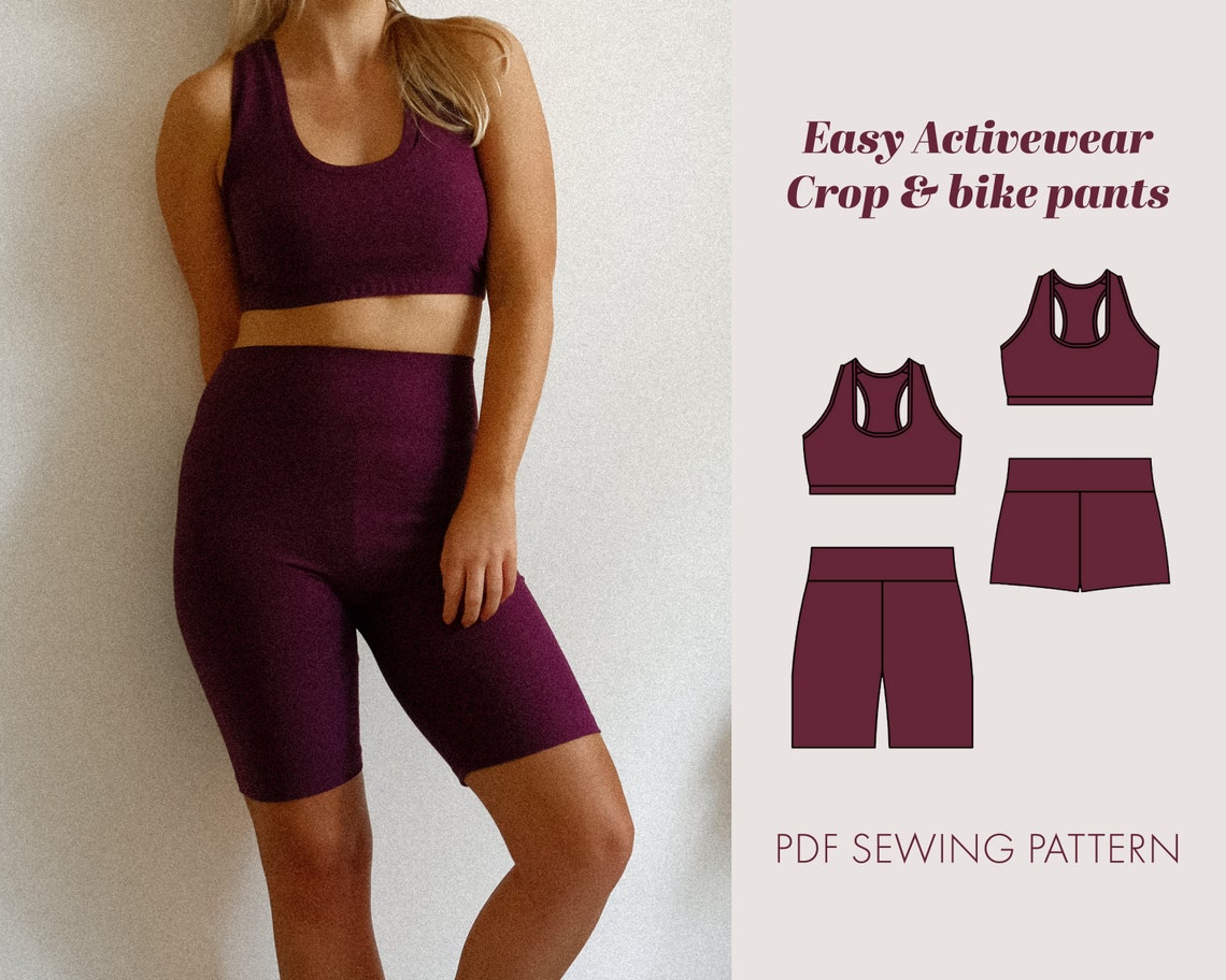 Women's Easy Crop Top & Gym Shorts Pdf Sewing Pattern Etsy
