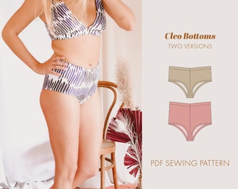 Bikini bottom pdf Sewing Pattern High & Low Waist version | Cleo Swim pant | digital pattern | high waisted bikini |  high waisted panties |