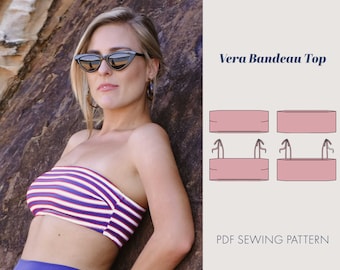 Easy Separates Bandeau bikinitop naaipatroon PDF | bikinipatroon | strapless bikinipatroon | badpakpatroon | gemakkelijk te naaien |