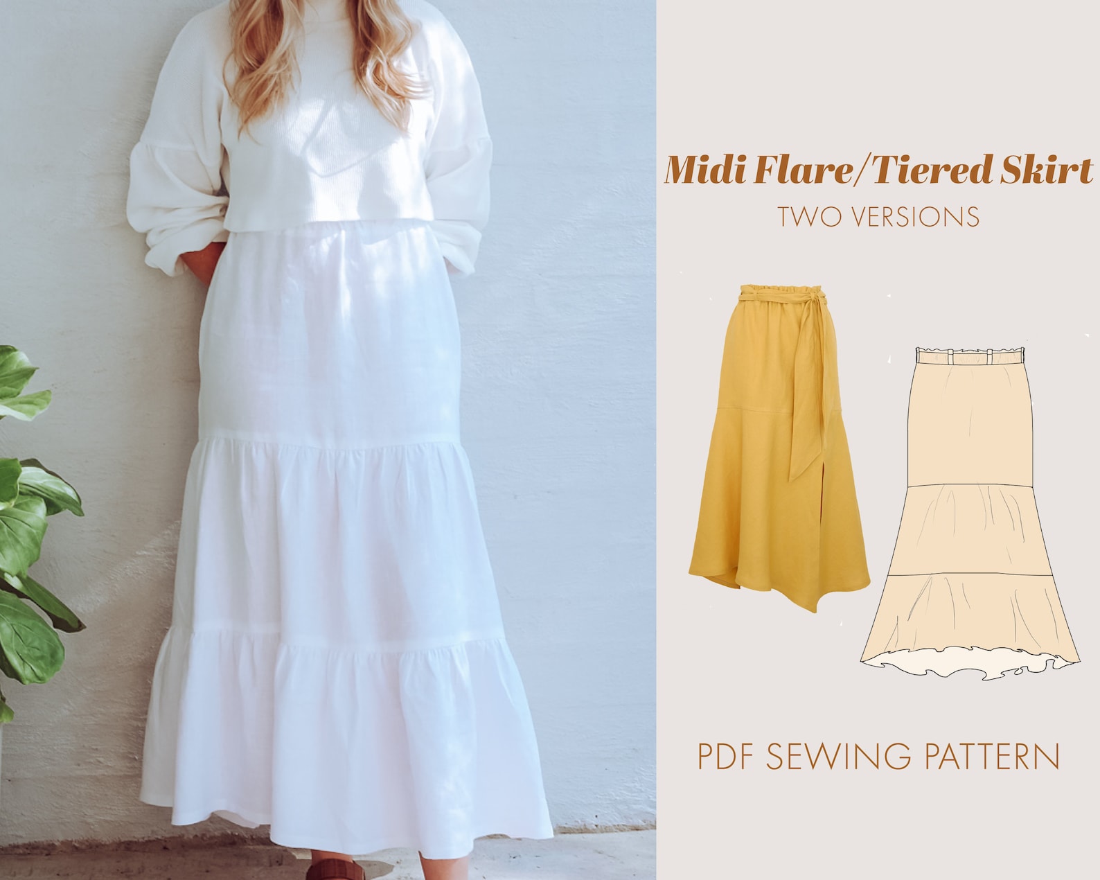 Midi Flare Skirt Sewing Pattern Womens PDF Midi Skirt Etsy — free download