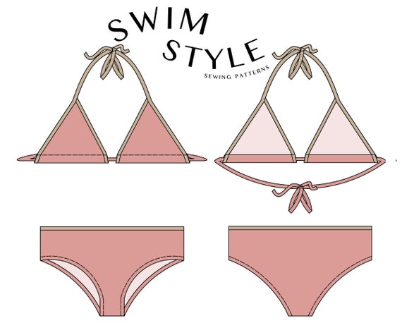 Girls Basic bikini pdf pattern size 6 to 14 girls bikini | Etsy