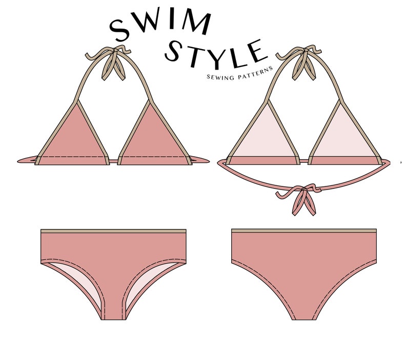 Girls Basic bikini pdf pattern size 6 to 14 | girls bikini pattern | teen bikini sewing pattern | sewing pattern | swimsuit pattern digital 