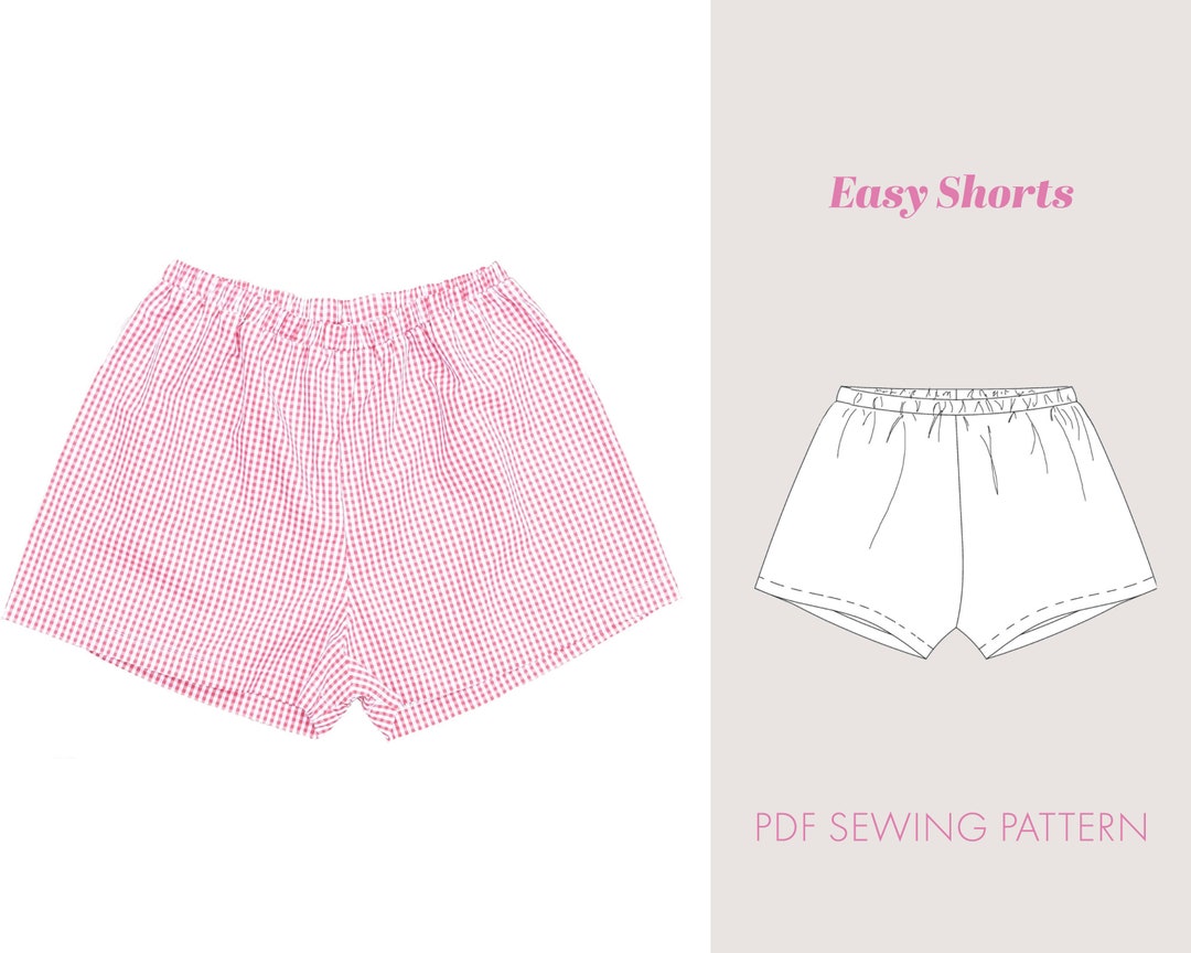 Easy Beach Shorts Sewing Pattern for Women High Waisted Shorts Sewing Pattern Mid Waisted Shorts Pattern Sew Pajama Shorts Beginner Etsy