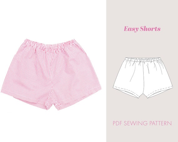Easy Beach Shorts Sewing Pattern for Women High Waisted Shorts