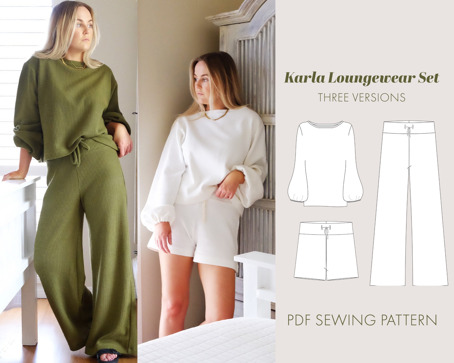 Womens Loungewear Sewing Pattern PDF Digital Pattern Sweater Etsy