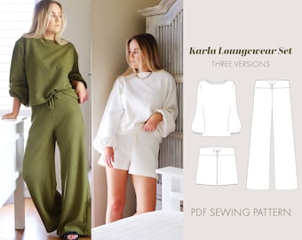Womens Loungewear sewing pattern PDF digital pattern Sweater pattern Pullover pattern Knit sweater pattern