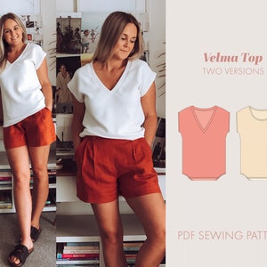 Knit top sewing pattern PDF | womens sewing patterns | v neck | work wear pattern | t shirt pattern | digital pattern | sewing pattern women