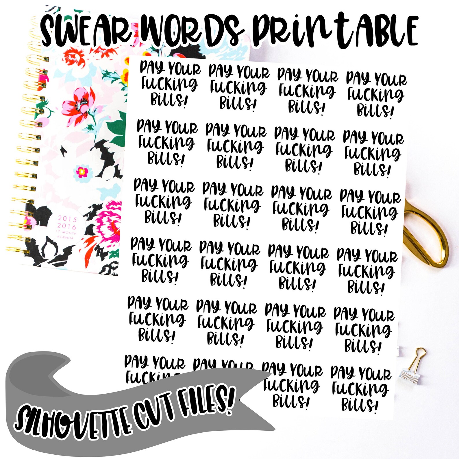 Functional Swear Words Printable Planner Stickers incluye | Etsy