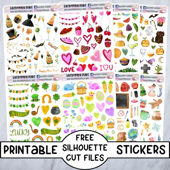 all the holidays printable planner stickers w free silhouette etsy