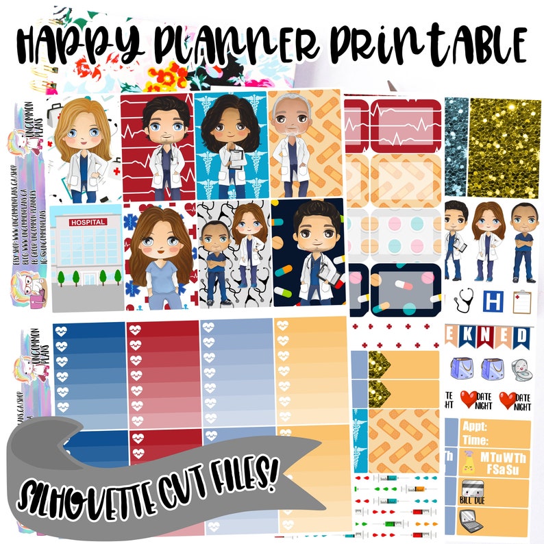 greys anatomy printable planner stickers weekly kit for etsy