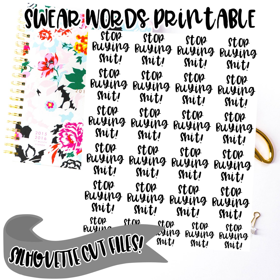 Functional Swear Words Printable Planner Stickers incluye | Etsy