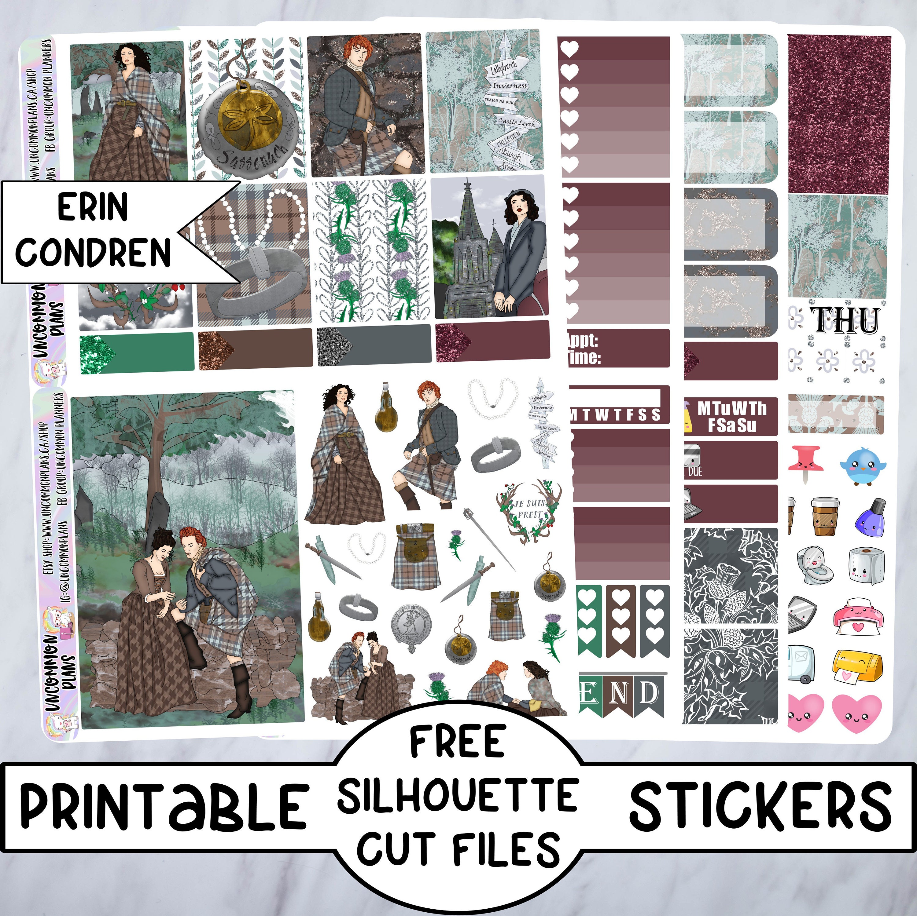 Outlander Printable Planner Stickers Weekly kit for Vertical Etsy