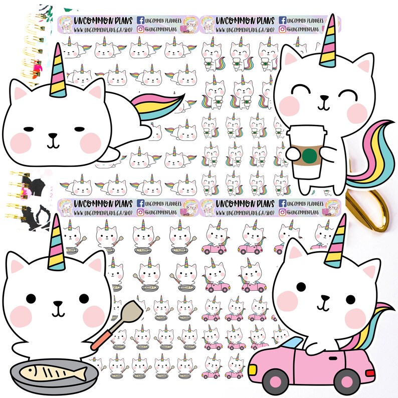 kittycorn deco printable planner stickers unicorn kitty