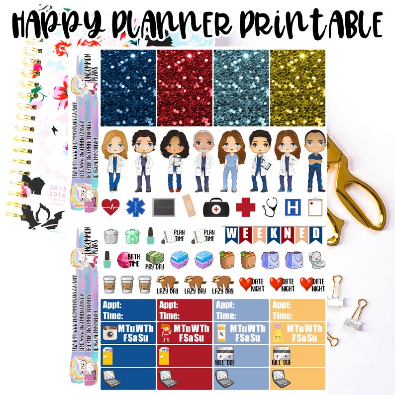 Grey's Anatomy Printable Planner Stickers Weekly Kit for | Etsy