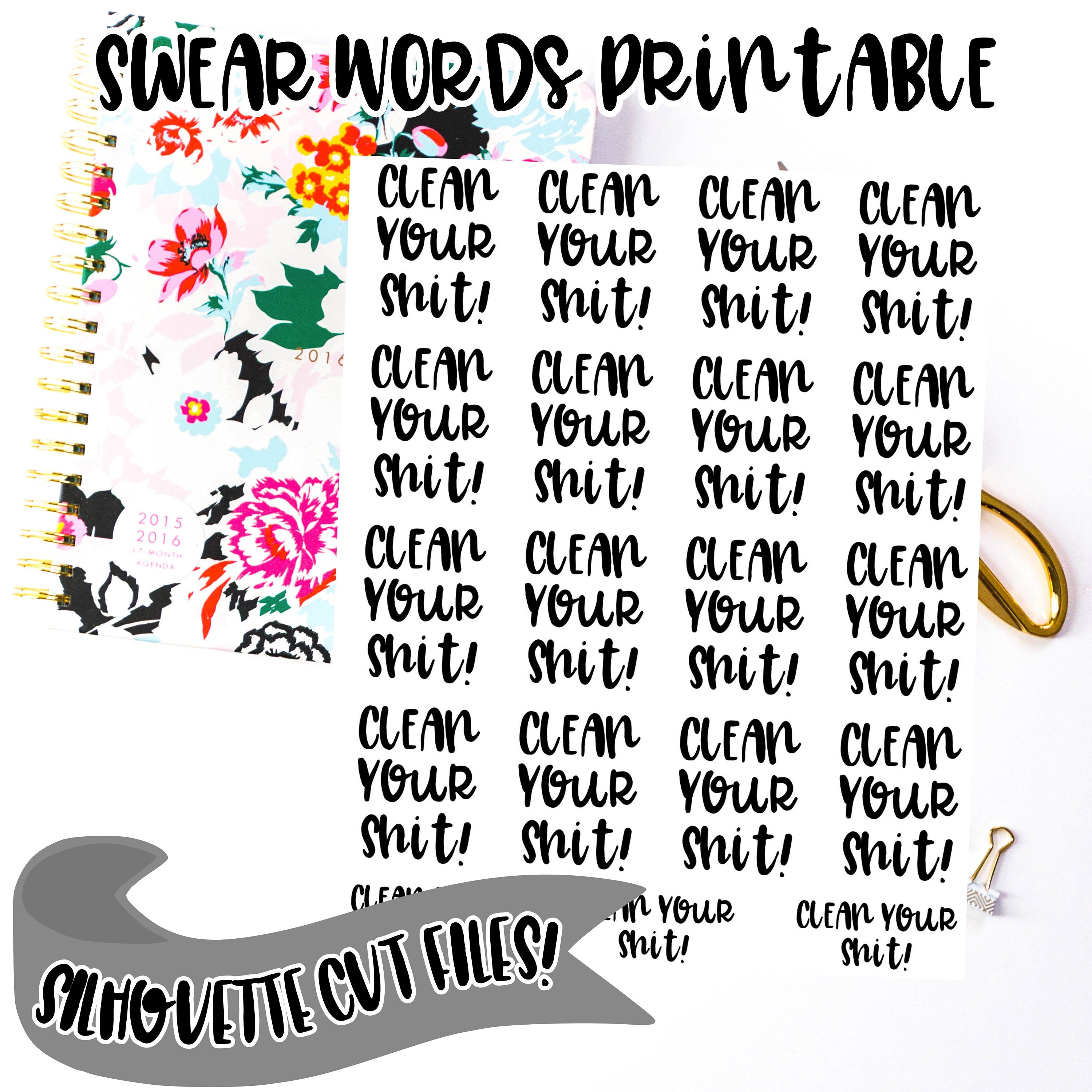 Functional Swear Words Printable Planner Stickers incluye | Etsy