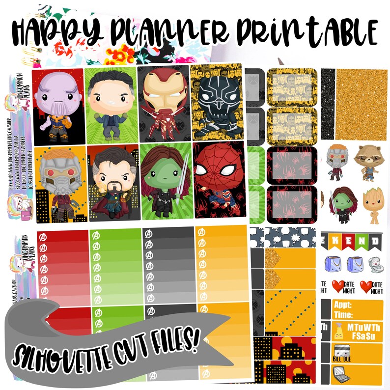 avengers infinity war printable planner stickers weekly kit etsy