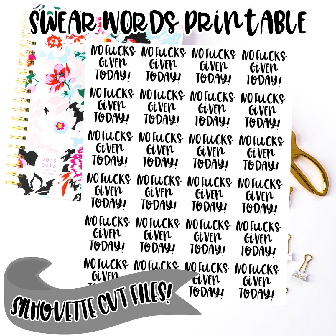 functional swear words printable planner stickers incluye etsy