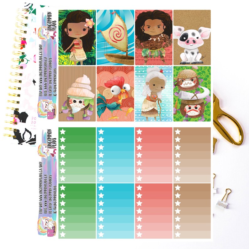 moana movie printable planner stickers weekly kit happy etsy