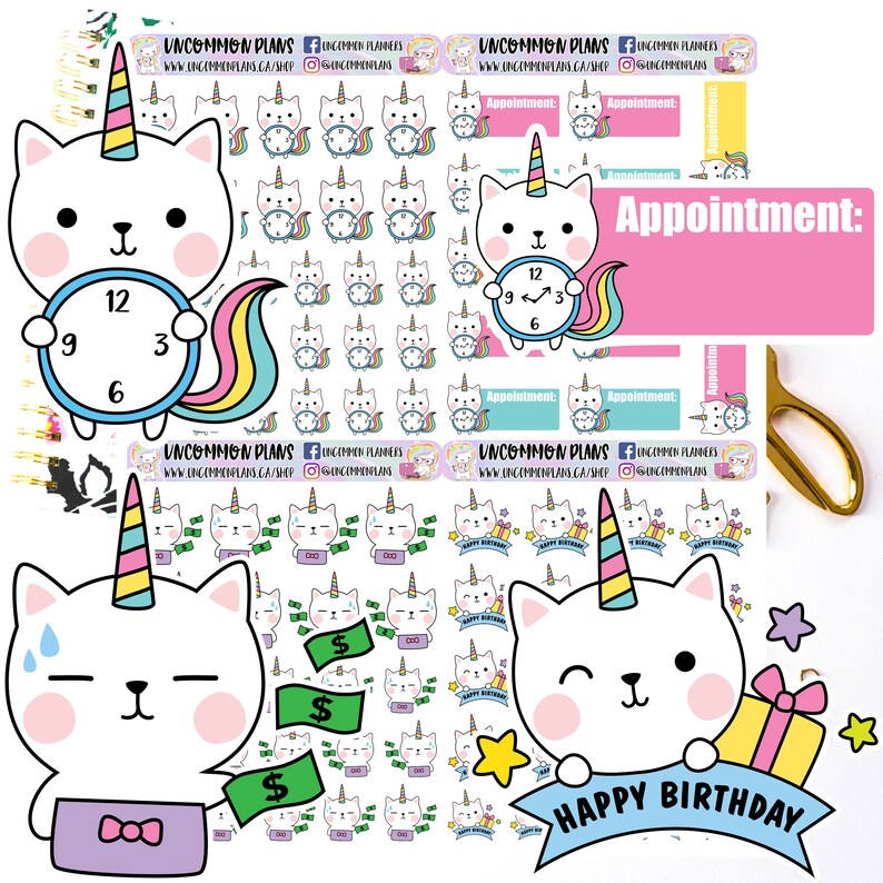 kittycorn deco printable planner stickers unicorn kitty